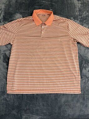 Ping Mens Orange & Gray Striped Polo Shirt Short Sleeve Size 2XL